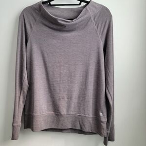 Apana Taupe Long Sleeve Cowl Neck Pullover Yoga Shirt